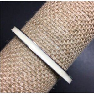 Bangle Bracelet Silver Cream Enamel Retro BoHo Vintage Classic Soft Girl Cottage